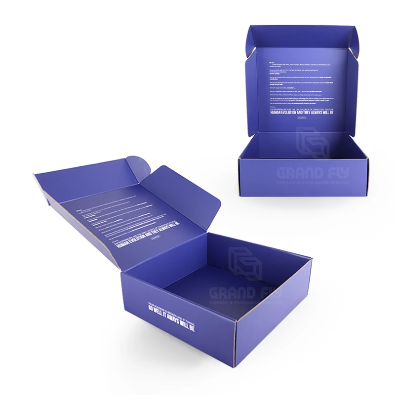 carton paper shipping packaging corrugated blue mailer box