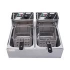 6L+6L 2-Tank 2-Basket industrial stainless steel chicken fryer Electric Oil Deep Donut Fryer French fries machine