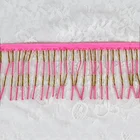 High quality 7.5cm Width Pink Beaded Fringe Tassel Trim For Decoration