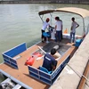 Aquatic weed harvester/water pontoon boat for dam cleaning works