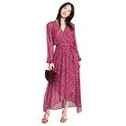 Yunyafashion 2019 Hot Sale Women Chiffon Floral Wrap Long Dress
