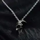Half Face Skull Necklace Men Silver Skull Pendant Gothic Necklace Hip Hop Men Punk