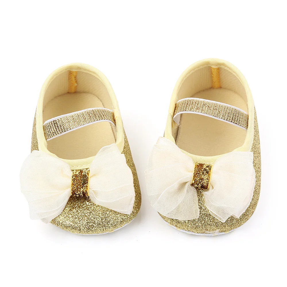 Cheap Beautiful Glitter Design Baby Shoes Girl Lovely Bow Kids Shoes Infant Toddler Princess Shoes factory