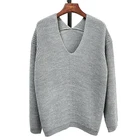 Latest Design Unique Collar Long Sleeve Pullover Casual Loose Ladies Knitted Autumn And Winter Sweater