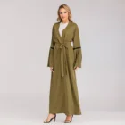 Arab dubai islamic robe with ruffled sleeves leisure muslim open abaya