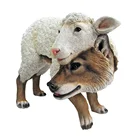 Realistic wholesale animal garden decoration sheep clothing life size wolf statue resin
