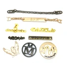 Bag Metal Bag Label Gold Brand Engraved Embossed Bag Logo Label Metal Lable Tags For Circle Jewelry Long Charm