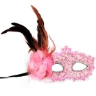 Simple Fashional Design Masquerade Masks Venetia Halloween Party Mask With Feather