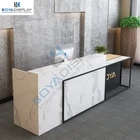 2020 wholesale modern grain wooden front reception square desk office counter furniture reception desk
