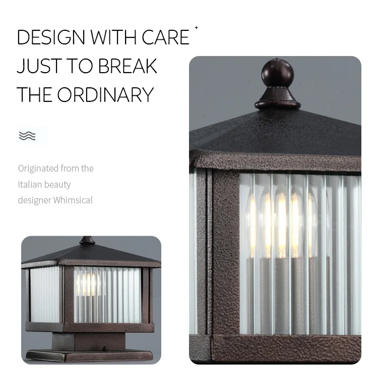 Classical Outdoor Lighting Fixtures Doorway Garden Stripe Glass Pillar Lights