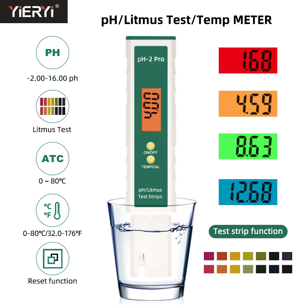 PH Meter Temp Tester Pen 0.01 PH Độ Chính Xác Cao Chất Lượng Nước Tester Với ATC Dải PH Kiểm Tra Chức Năng Cho Hộ Gia Đình Uống