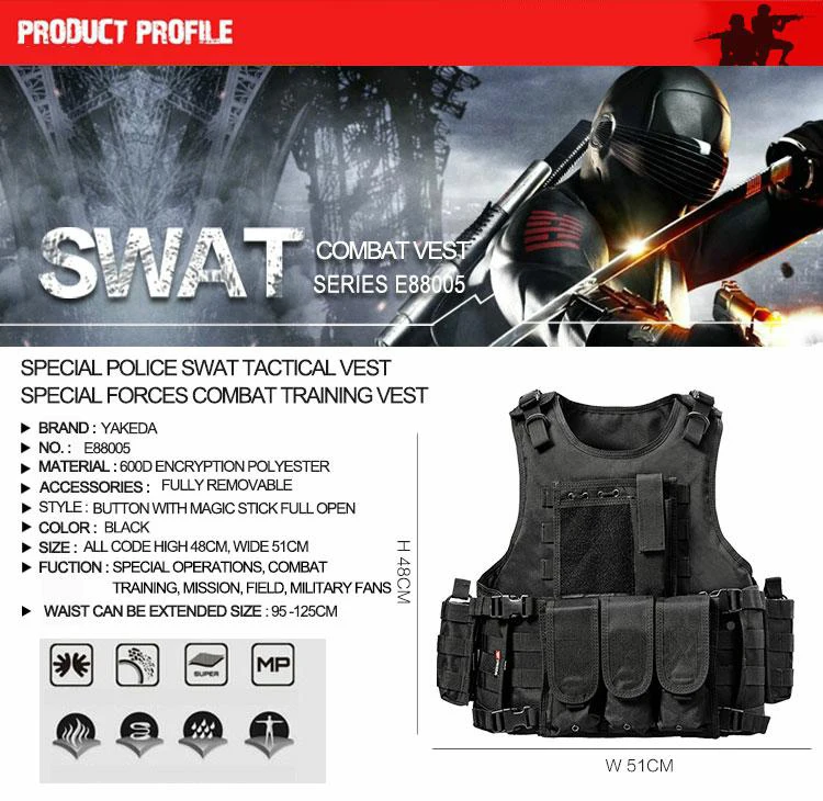 YAKEDA hot sale other police black army soft bulletproof vest tactical military gilet tactique chaleco tactico