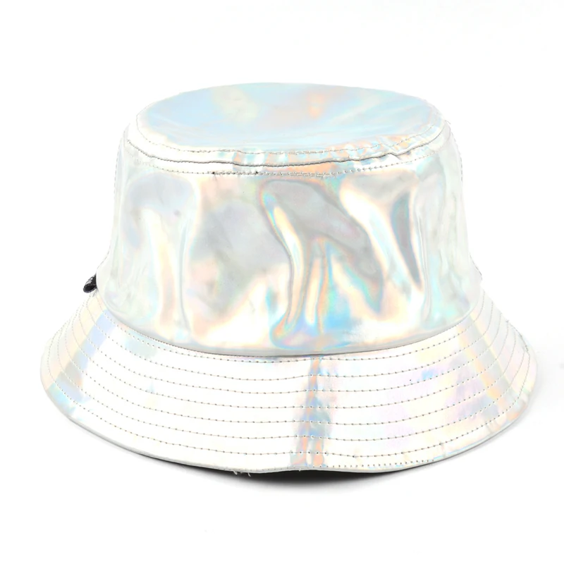High fashion uv sun protection shade pvc reflective hologram water proof plain fishing bucket hat with logo
