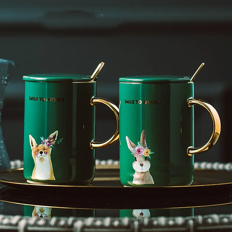 creative porcelain cartoon coffee mug green ceramic animal mug