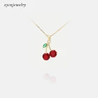 Great cherry pendant brass jewelry necklace 18K gold plated fashion necklace