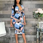 Fashion 2019 Wholesale Hot Fashion Apparel Dresses Women Lady Elegant Autumn Vogue Casual Clothing Stripe Bodycon Dress