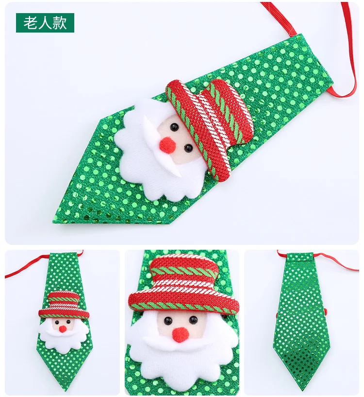 Printed Kids Christmas Tie Novelty Necktie Red Santa Claus Snowflake Neck Tie for Festival Gift