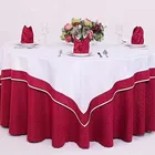 Round Shape and 100%Polyester Material wedding red table cloth