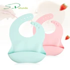 Waterproof Adjustable Snaps Customized Printing Logo Easily Wipe Clean Comfortable Soft Silicone Feeding Bib