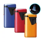 Piezo Fire Storage Custom Logo Refillable Butane Double Barrel Jet Flame Torch Lighter