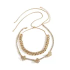Diamond Punk Cuban Claw Chain Multi-layer Simple Necklace Feminine Style Full Diamond Butterfly Necklace Set