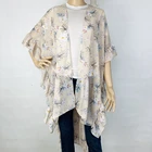 HOT women soft and Breathable Chiffon beach wear ruffles edge kimono