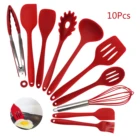 Colorful Non-stick Silicone Slotted Turner Scraper Whisk Brush Spoon Fork Food Tongs Kitchen Cooking Utensil Tools Set