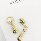 Metal Zipper Metal Customized Brand Logo Embossed Metal Zipper Puller With Slider For Bags/clothing