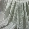 Sparkly White Silver Metallic Knit Plaid Stripe Elastic Jersey Fabric For Slinky Dress