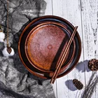 Fambe gradient color Round narrow side ceramic plates