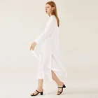White waist gentle and cool retro O neck Long sleeve casual women dress