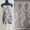 Delicate Design Floral Beaded Bridal Lace Embroidery Tulle Lace Fabric With Sequins For Wedding Dress