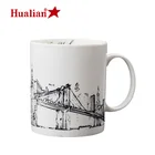 Eco-friendly Mug Ceramic Mug Hualian Factory White Ceramic Mug With City Printing Creative Mug