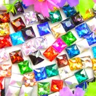 Glass Crystal 8Mm 10Mm 12Mm Nice Colors Square Shape Glue On Rhinestone Beads Ornament Handmade Craft Accessories Diy Trimming