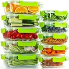 10pcs pyrex glass storage leakproof bento lunch box set with airtight lid