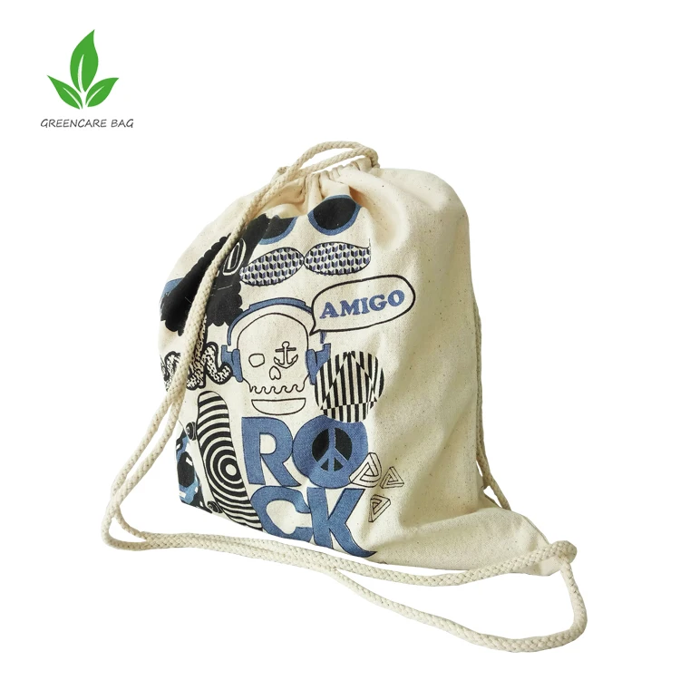 organic cotton canvas drawstring backpack multipurpose sport