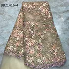 Latest african dress laces french tulle lace fabric with beads and stones for party
