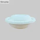 Sugarcane Bagasse Pulp Molded Paper Salad Bowl, Biodegradable Bowl with lid