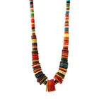 Vintage Handmade Beaded Wooden Beads Coconut Shell Long Pendant Necklace