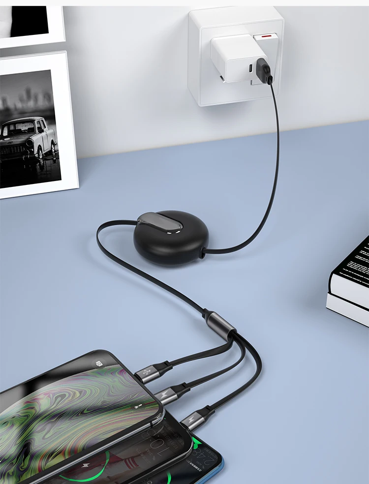 New Design 3 in 1 Data Usb Mobile Phone Charging Retractable Cable - ANKUX.COM