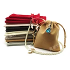 Custom Embossed Logo Jewellery packing pouch velvet drawstring bags for jewelry gift