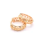 Gold Plated Earring Hoop Beautiful Grid Hollow Gold Hoop Earrings Wholesale China Ladies Elegant Simple Shape Jewelry E56301