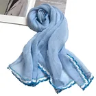 New Design Cotton Lace Linen Solid Color Scarves for Womens Summer
