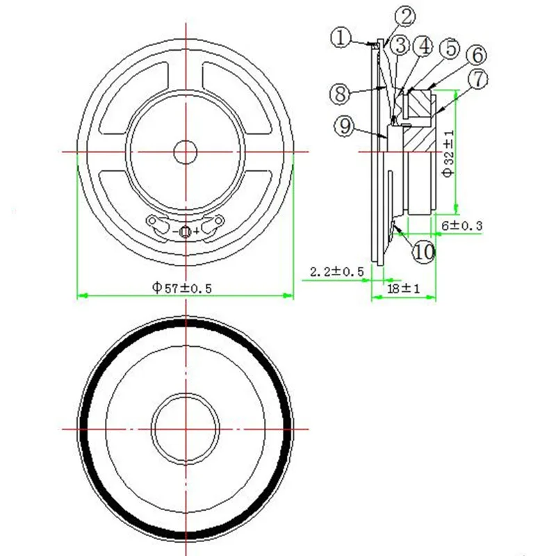 LS57W-20F-R4 4ohm 3W 2.25 inch Ferrite Black PET Cone Waterproof Speaker 3.46v - ANKUX.COM