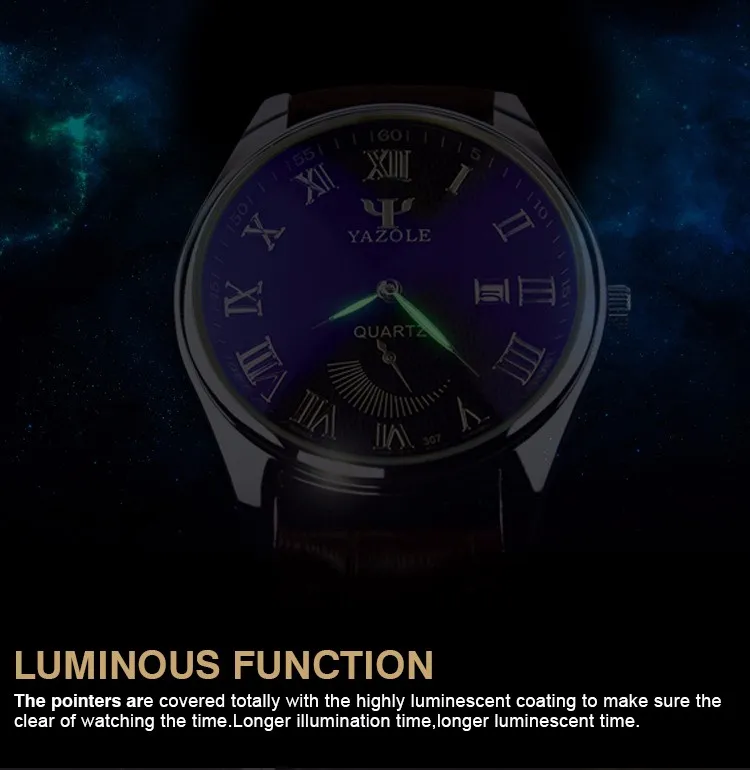 Yazole Z 307 Wristwatch Genuine Leather Calendar China Factory Waterproof Unique Two and Half Real Pointer Design Mens Watch