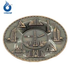 Plated Copper Dubai Building Souvenir Oval Shape Metal Award Copper Display Plate with Plastic Stand