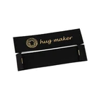 Silk Woven Label Wholesale Custom Logo Black Satin Silk Screen Printed Woven Label for Clothing