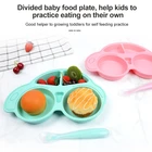 Food Baby 100% Food Grade BPA Free Kids Divided Feeding Plate Set Silicone Baby Plate With Suction Kids Plate Silicon