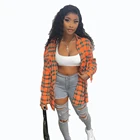 Clothing 2020 Hot Selling Plaid Checks Printed Patchwork Ladies Clothing Women Shirt
