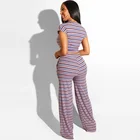High Quality Wholesale New Design Stripe Women Clothing Casual Long Pants Plus Size Women Set For Summer